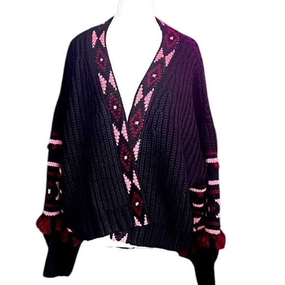 NWT Sachin + Babi Landon Knit - Black Burgundy Peony Cardagin – Sz XL - Picture 9 of 14